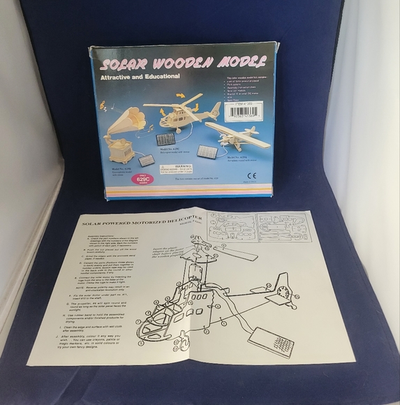 Solar Powered Wooden Airplane Model Kit With DC Motor #629A Educational - Picture 4 of 7